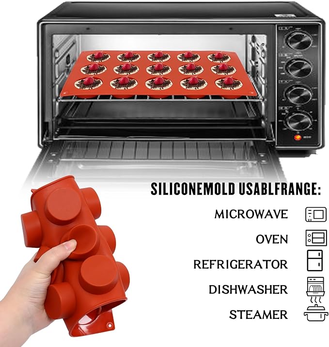 2PACK Silicone Cylinder Molds,15-Cavity Round Candy Chocolate Mold, Handmade Soap Silicone Mould, for Mini Muffin, cake,Jelly, Dessert, Ice Cube