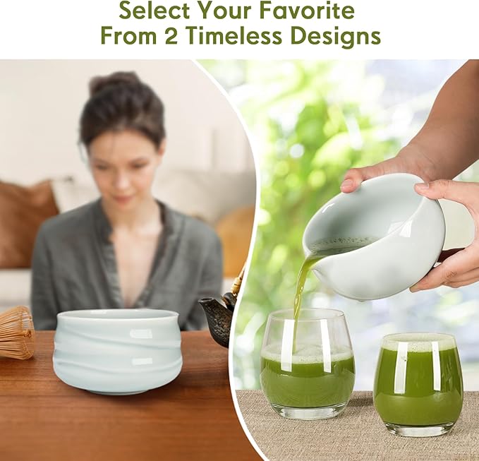 Matcha Whisk Set – Ceramic Matcha Set with Matcha Bowl, Matcha Whisk & Holder, Bamboo Scoop, Tea Towel – 5-Piece Japanese Matcha Kit for Matcha Lovers, Beginners & Gifting (Gray, 17oz)