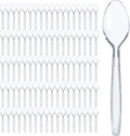 Prestee 500 Clear Plastic Spoons - 6 Inch Disposable Spoon Bulk Pack - Heavy Duty Cutlery for Events - Clear Plastic Spoons 500 Count - Disposable Silverware for Parties and Gatherings