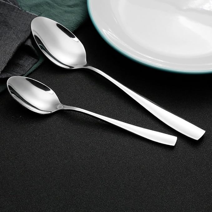 12-Piece Large Stainless Steel Dinner Spoons,8 Inches