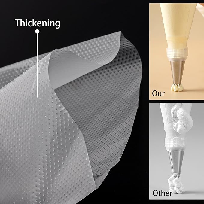200 Pcs Piping Bags 12 & 16 Inch, Thick Disposable Pastry & Frosting Bags Anti-Burst Icing Bags for Cake Decorating, Cookies, Cupcakes