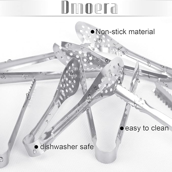 12 Pack Premium Small Serving Tongs, Dmoera Mini Stainless Steel Appetizer Tongs, 5Inch,5.2Inch(12.7cm)