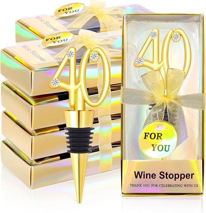 30Pcs 40th Birthday Wine Stopper 40th Wedding Wine Stopper Favors Wine Stoppers Party Favor 40 Birthday Party Souvenirs for Guests Wine Stoppers Gift Box for Wedding Anniversary Decorations (40th)