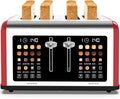4 Slice Toaster Touch Screen, Stainless Steel Toasters Digital Timer, Dual Control Panel Toasters, 8 Shade Settings 6 Bread Types for Bagel, Cancel, Defrost 1650W Red