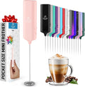 Mini & Mighty Milk Frother Wand – Powerful Handheld Coffee Frother, Battery Operated Drink Mixer – Compact Pocket Size – Detachable Whisk for Latte, Cappuccino, Matcha, Hot Chocolate – Pink Salt