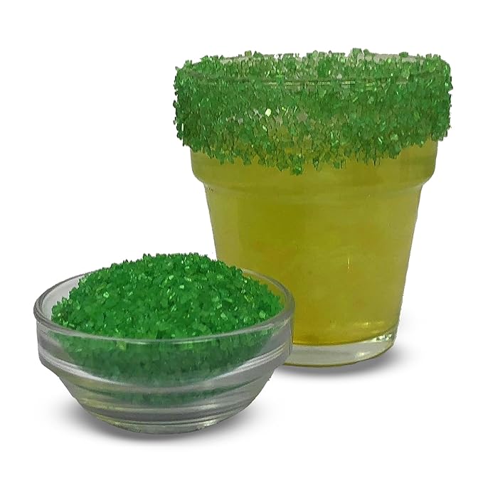 Snowy River Holly Green, Cocktail & Margarita Sugar Rimmer - Vibrant Naturally Colored Sugar for Cocktail Rimming, Baking & Decorating, Medium Crystal - 80oz