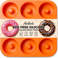Large Silicone Donut Pan for Baking, 9 Cavity Non-Stick Food Grade Silicone Donut Molds, Doughnut Pan and Bagel Pans for Baking & Kitchen, BPA Free 11.2 x 11.1 Inches, Dishwasher Safe - Orange