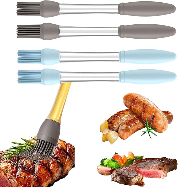 4-Pack Heat-Resistant Silicone Basting Brushes for Cooking - Ideal for Spreading Oil,Sauces,Butter,Perfect for BBQ,Baking,Grilling and Outdoor Use