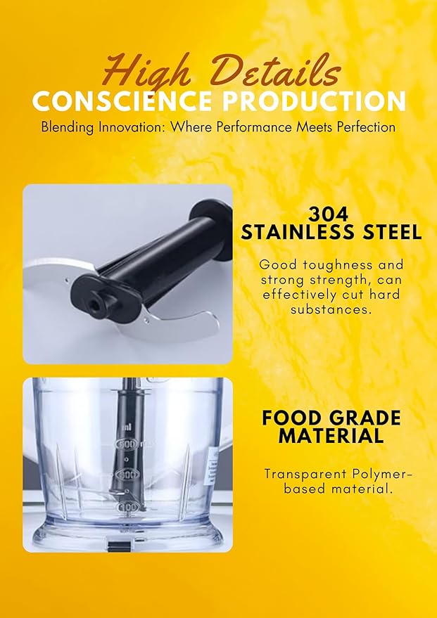 MegaWise Pro Titanium Reinforced 5-in-1 Immersion Hand Blender, Powerful Motor with 80% Sharper Blades, 12-Speed Corded Blender, Including 500ml Chopper, 600ml Beaker, Whisk and Milk Frother (Red)