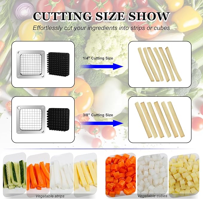 2 PCS Replacement Chopper 3/8" Blade, Commercial Vegetable Chopper Dicer, French Fry Cutter Stainless Steel Blade for Fruit Cutting Machine Tomato Onion Pusher Block