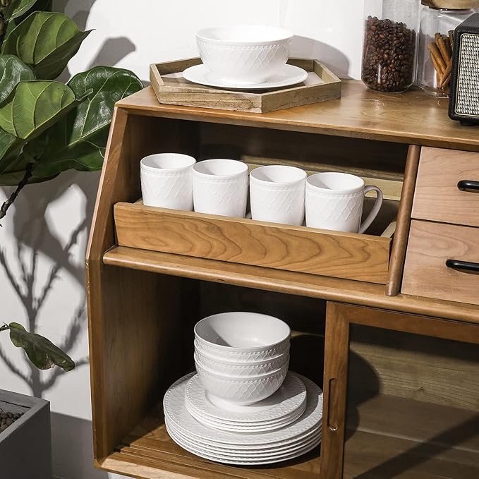 Stone Lain Alexandria 16-Piece Dinnerware Set Bone China, White