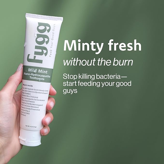 Fygg Fluoride Free Toothpaste, Nano Hydroxyapatite (Mild Mint) | Dentist Recommended - for Remineralizing, Whitening, & Sensitive Teeth - Premium Tooth Paste for Adults & Kids Oral Care (4oz)