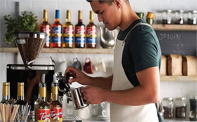 2 Syrup Pump Dispenser Bundle with Torani Coffee Syrup, Vanilla & Caramel Flavors, 25.4 oz Bottles