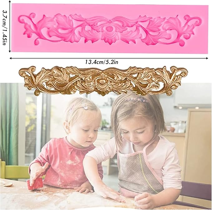 Rainmae 7 Pcs Baroque Fondant Silicone Molds, Relief Flower Lace Chocolate Mould, Scroll Lace Clay Mold, Filigree Mold 3D Sculpted Decoration, Cupcake Topper, Jewelry, Polymer Clay, Crafting Projects
