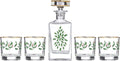 Lenox 896709 Holiday 5-Piece Decanter & Whiskey Glass Set, Christmas Dinnerware, Hosting