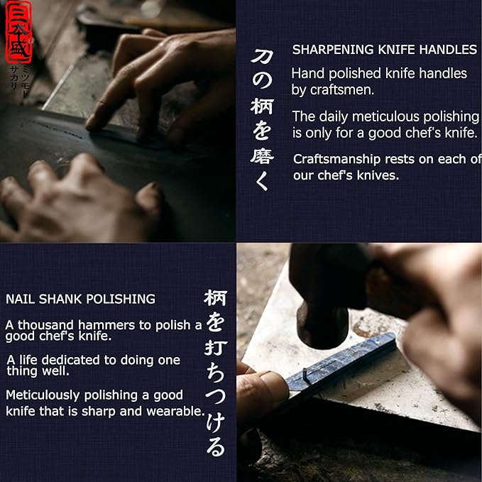 MITSUMOTO SAKARI Boning Knife 7 inch - Hand Forged Japanese Meat Cleaver Knives, 3-Layer 9CR18MOV High Carbon Steel, Rosewood Handle & Sandalwood Box