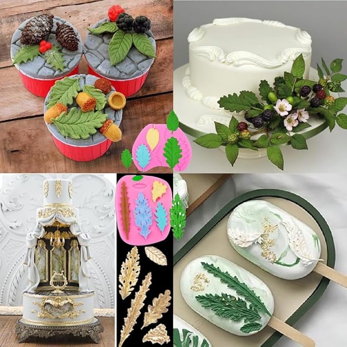 Leaf Silicone Mold Maple Leaf Candy Molds Fern Leaves Fondant Molds for Cake Decoration Polymer Clay