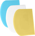 SURDOCA Dough Scraper Bench Scraper - 3P 4.7x3.7" Plastic Flexible Bowl Scraper, Sharp Edge & Angles Cake Scraper. Non-Slip Bakeware Decorating Tools Sculpting & Modeling Tools - Yellow+White+Blue