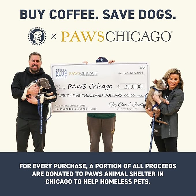STELLA BLUE Fresh Cold Brew Coffee | Miss Peaches Blend | 100% Single Origin Arabica MEDIUM Roast | Ethically & Sustainably Sourced from Colombia | Helps Support PAWS Chicago | 6 Packets to Make 24 Cups