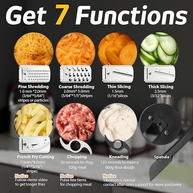 14-Cup French-Fry-Cutter Large Food-Processor - Large Feed Chute, Grey Color, Cheese Shredding, Meat Chopping, Shredding and Slicing, Mixing and Doughing, for Home Use