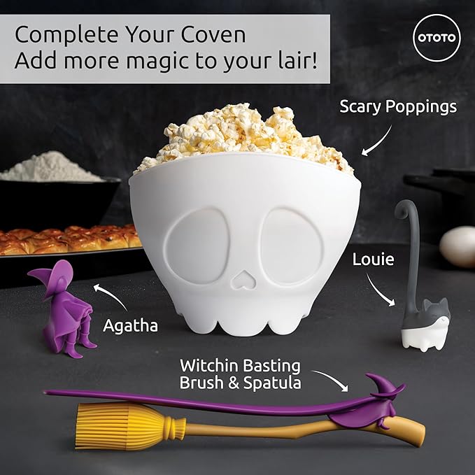 NEW - OTOTO Witchin Pastry Brush and Baking Spatulas - Silicone Heat Resistant and Basting Brush, Cooking and Baking Spatula, Spooky Witchy Gifts, Gothic Kitchen Halloween Gifts, Cute Accessories