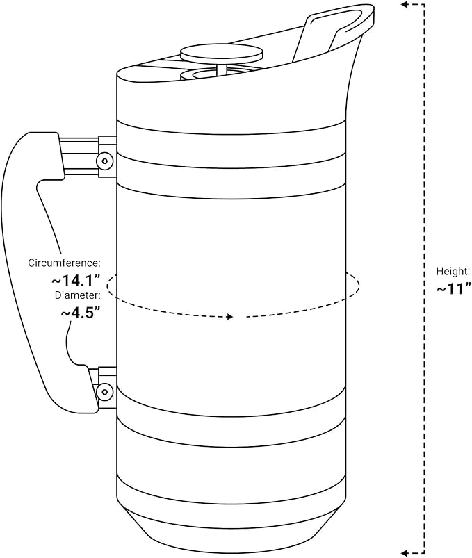 BruTrek BaseCamp Coffee Press - Double Wall Insulated Stainless Steel - Bru-Stop Technology, No Grounds in Coffee, No Spill Lid (Obsidian, 48 fl.oz)