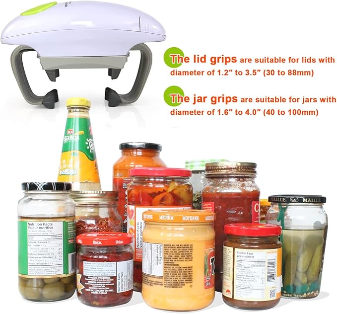 Electric Jar Opener for Arthritis Hands, Automatic Glass Jar Opener for Seniors, Bottle Opener for Weak Hands RA Suffers, Powerful Kitchen Gaget Suitable for Different Sizes of Jars