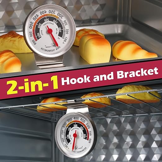 NSF Certified Oven Thermometer - KT THERMO 3in Analog Appliance Thermometer with Wide 150-600°F Temperature Range, Stainless Steel, Large Dial for Easy Reading