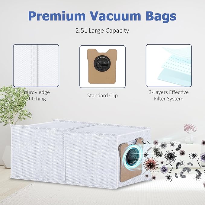 12 Pack Replacement Parts Dust Bags Mop Pads for eufy C20 Omni Robot Vacuum, 6 Dust Bags, 6 Mop Pads