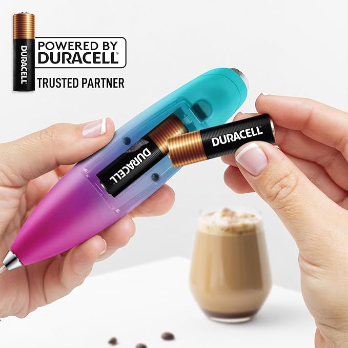 Zulay Kitchen Patented Tornado Triple Whisk Milk Frother with 4 Duracell Batteries – Handheld Foam Maker for Coffee, Lattes, Matcha & Hot Chocolate – Rich, Creamy Froth in Seconds