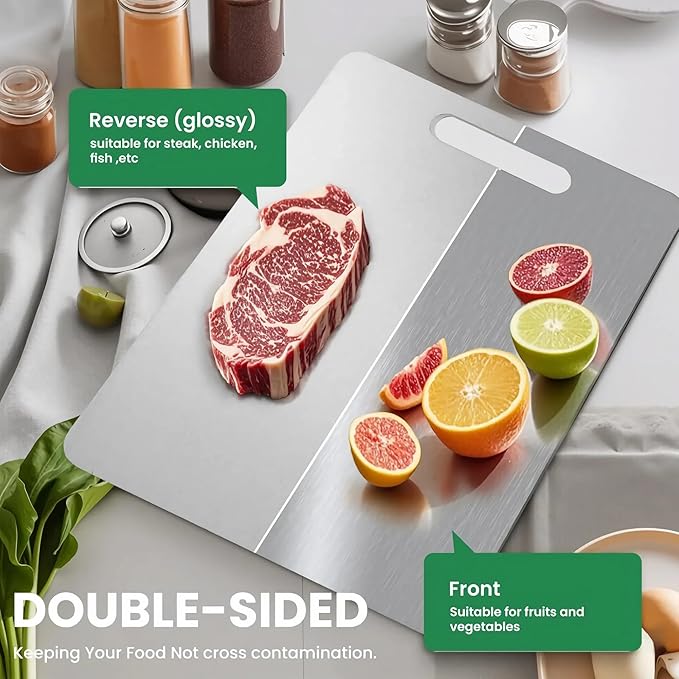 Katuchef Titanium Cutting Board - New Upgrade 100% Pure Titanium Cutting Boards for Kitchen Double Sided Non Toxic Cutting Board,Hygiene Durable Dishwasher Safe Chopping Board (3PC:S+M+L)