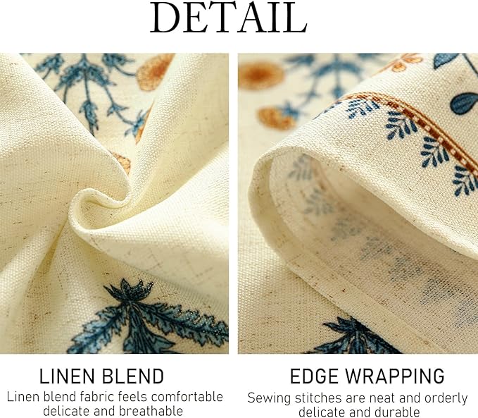 ISAENNE Designer French Pale Yellow Long Tablecloth Rectangle,Linen Floral Table Cloth,Wrinkle Resistant Decor Tablecloths for Dining Thanksgiving Banquet Kitchen Party,63"*94"-Estevan A