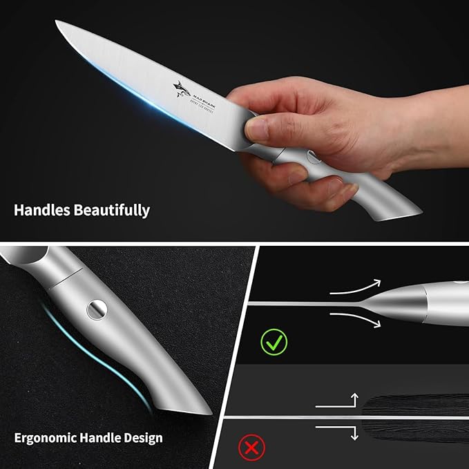 MAD SHARK Paring Knife 5 inch Paring Knives, Small Kitchen Knife, German Stainless Steel Vegetable Knife, Ergonomic Handle Design, Unique Gift for Men/Women