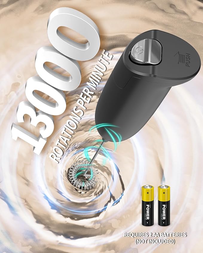 CIRCLE JOY Milk Frother, Electric Coffee Frother, Handheld Mini Foamer for Matcha Lattes, Cappuccino, Kitchen Gifts, Black