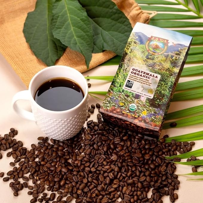 Low Acid Organic Coffee – Whole Bean, Mold-Free & Stomach Friendly by Java Planet, Guatemalan Single Origin Coffee, Medium Roast, Smooth Full Flavored, Smithsonian Bird Friendly, 1LB Bag