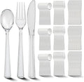 EI 360pcs Clear Plastic Silverware,Plastic Forks and Spoons,Plastic Silverware Heavy Duty,Clear Silverware Disposable include 120pcs Forks,120pcs Spoons and 120pcs Knives for Party,Picnic