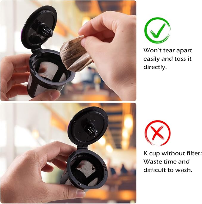 Disposable Paper Coffee Filters, Keurig K Cup Paper Filters for Keurig Single Brewer Reusable Cups, K-cup Coffee Pods, Fits All Brands Reusable K Cups (500)
