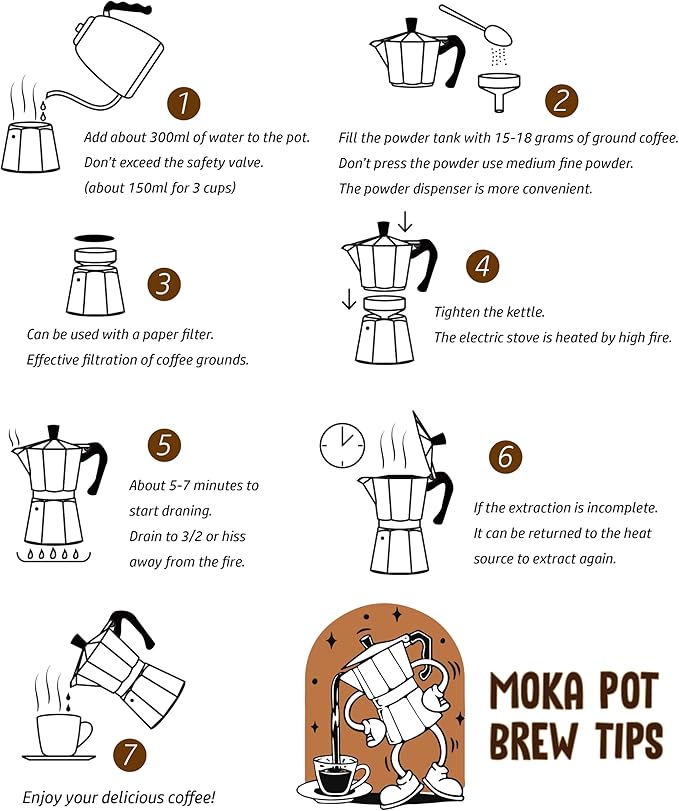 AGOGO Milano Moka Pot, Stovetop Espresso Maker, Greca, Coffee Percolator, Turkish Coffee Maker with Paper Filter 6 Cup Black