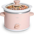COOK WITH COLOR 2QT Mini Electric Round Slow Cooker - Adjustable Settings, Removable Stoneware Pot, Tempered Glass Lid, Dishwasher Safe, Cool-Touch Side Handles, Dusty Rose