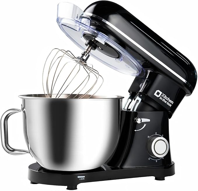 Kitchen in the box Stand Mixer, 900W 8.5QT Kitchen Electric Mixer, 6-Speed Large Capacity Food Mixer for Home Cooks with Egg Whisk, Dough Hook & Flat Beater (Black)