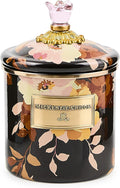 MACKENZIE-CHILDS Enamel Canister, Kitchen Storage Container with Lid, Small, Wild Rose Brown