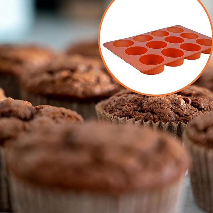 Muffin Pan, 12 Cup Silicone Cake Moulds for Baking, Silicone Muffin Cases, Non Stick Muffin Tin, Cookies Jelly Mould - BPA Free and Dishwasher Safe