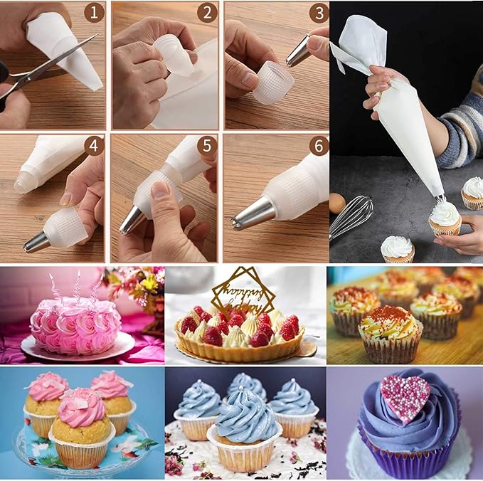 LoveBB 3 Pack Reusable Pastry Piping Bags, 14, 16, 18 Inch Canvas Cake Decorating Bags