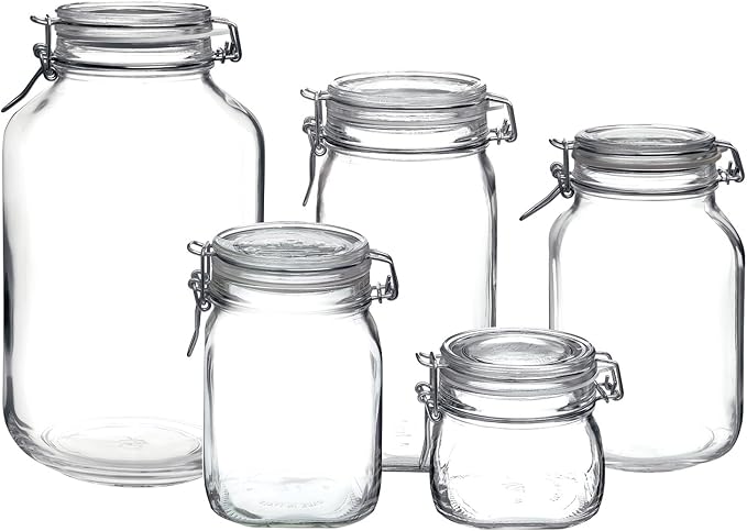 Bormioli Rocco Fido Clear Glass 5 Piece Canning Jar Set