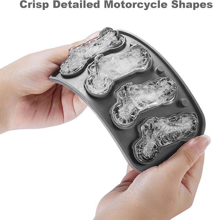 Nax Caki 3D Motorcycle Ice Cube Tray, Large Silicone Fun Shapes Ice Cube Mold for Whiskey, Cocktails, Bourbon, Motorcycle Gifts for Men Holiday Stocking Stuffers