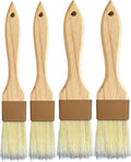 Natural Bristle Basting & Pastry Brush Set - 1.5"& 1" Food Grade Cooking Brushes, Not Shedding, for Turkey Basting, Butter, Egg Wash, Baking (4 Pc)