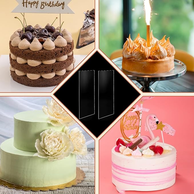 2 Pcs Clear Cake Scraper, 9.45 Inch Acrylic Cake Smoother Scraper Large Cakes Comb Icing Frosting Buttercream Edge Smoother for Cream Cakes Smooth Decoration
