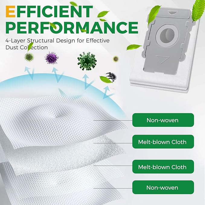 16 Pack Vacuum Bags for i7, i7+, i7Plus, i8, i8+, i3, i3+, i4, i4+, i6, i6+, s9, s9+, s9Plus, i and s Series Clean Base Automatic Dirt Disposal Bags