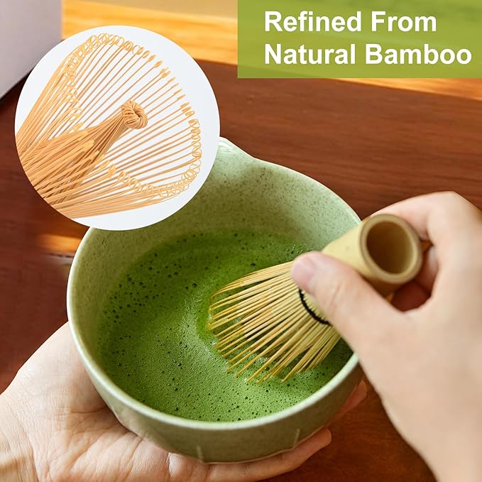 16 Oz Matcha Whisk Set, 8 - piece Set Organic Matcha Set Whisk,Premium Ceramic Matcha Kit Set for for Making Breakfast/Latte, Matcha Lovers