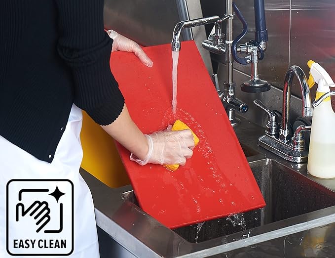CURTA Cutting Boards for Kitchen, 20" x 14" x 0.5" Red Color Coded Plastic Chopping Board with Anti Slip Surface Dishwasher Safe
